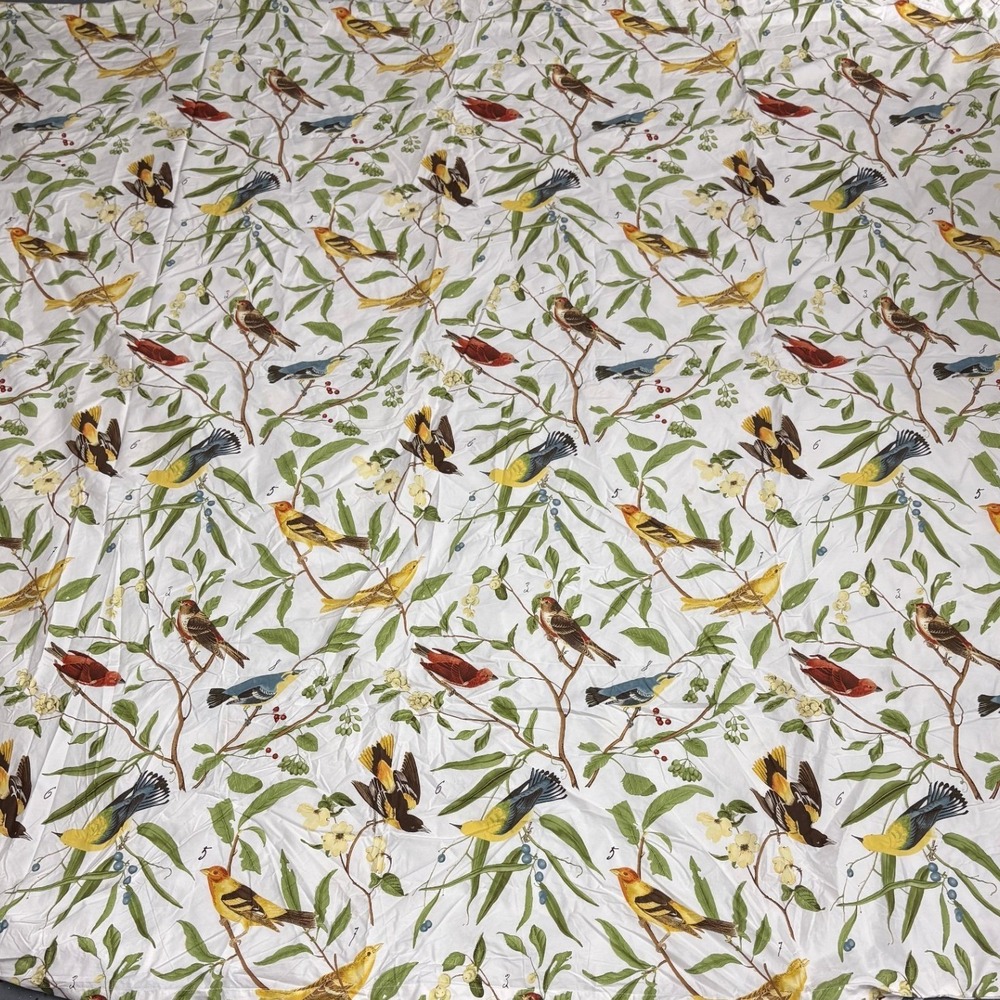 Pottery Barn Spring Sparrow Botanical Birds Cotton Duvet Cover Full Queen